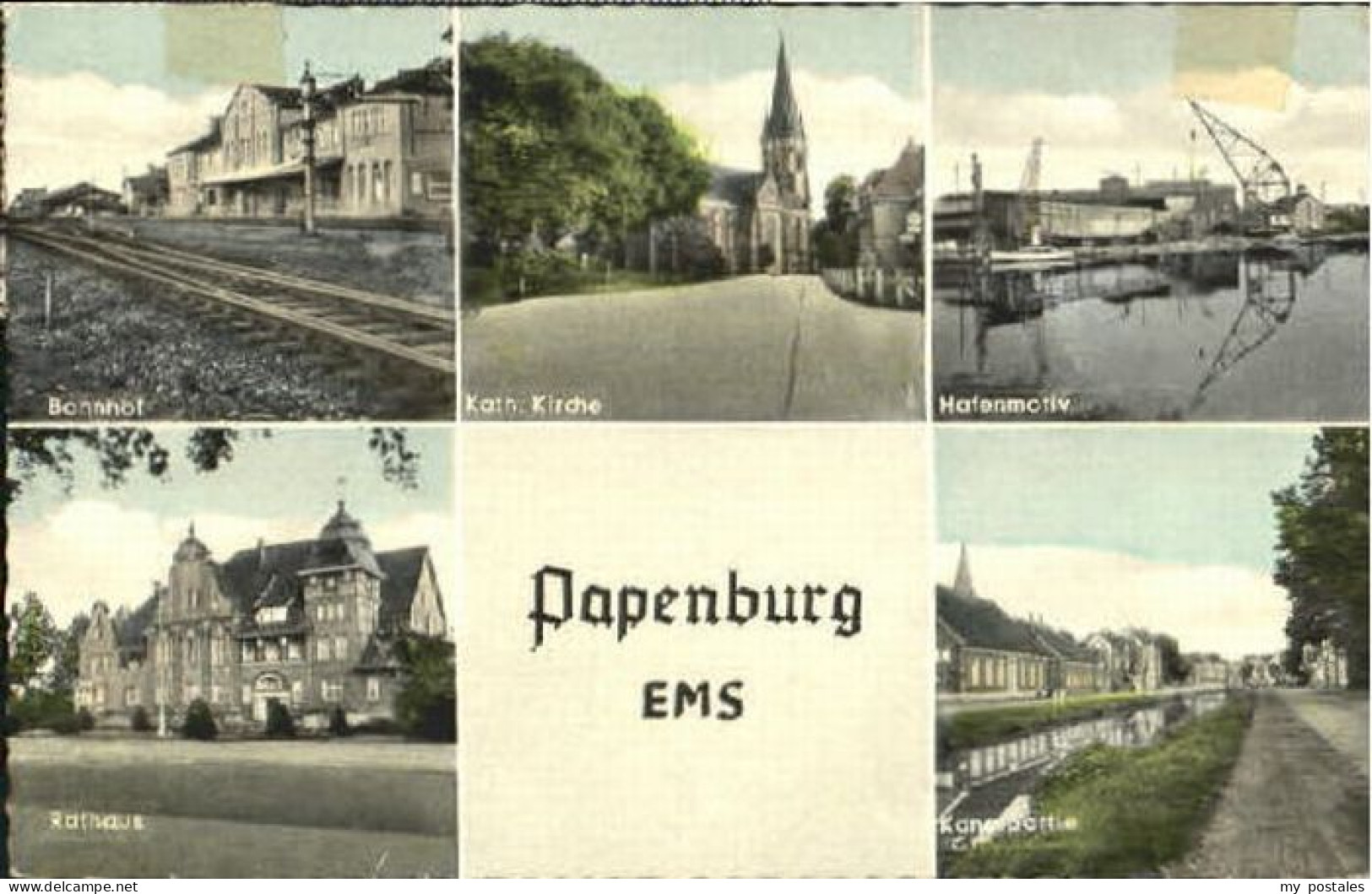 70119215 Papenburg Ems Papenburg Bahnhof Kirche Hafen Rathaus x 1959 Aschendorf