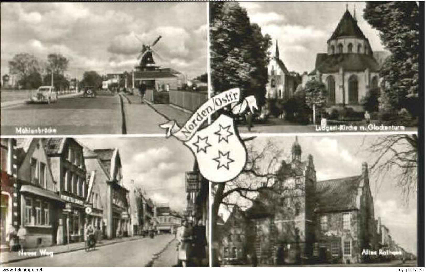 70119255 Norden Ostfriesland Norden Bruecke Rathaus Ludgeri Kirche x 1961 Norden