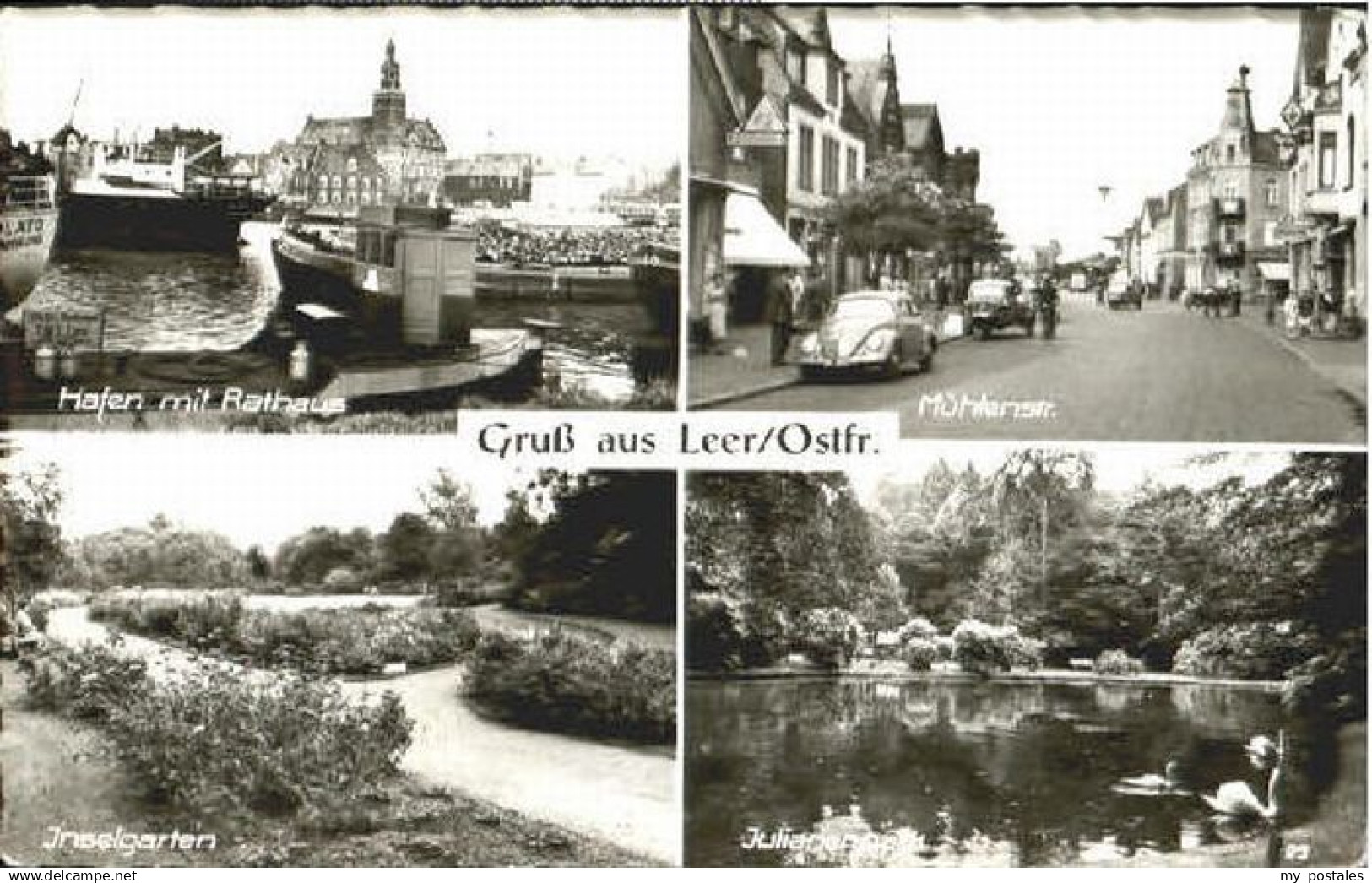 70119289 Leer Leer Hafen Rathaus Park  x 1965 Leer (Ostfriesland)