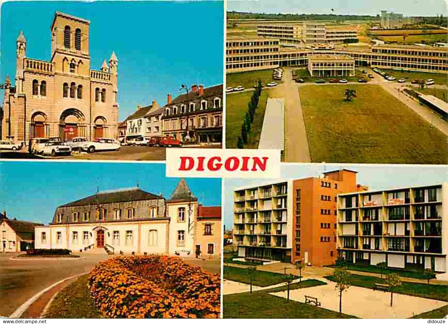 71 - Digoin - Multivues - Automobiles - L'Eglise - La Cité Scolaire - L'Hôtel de Ville - La Résidence des Personnes Agée