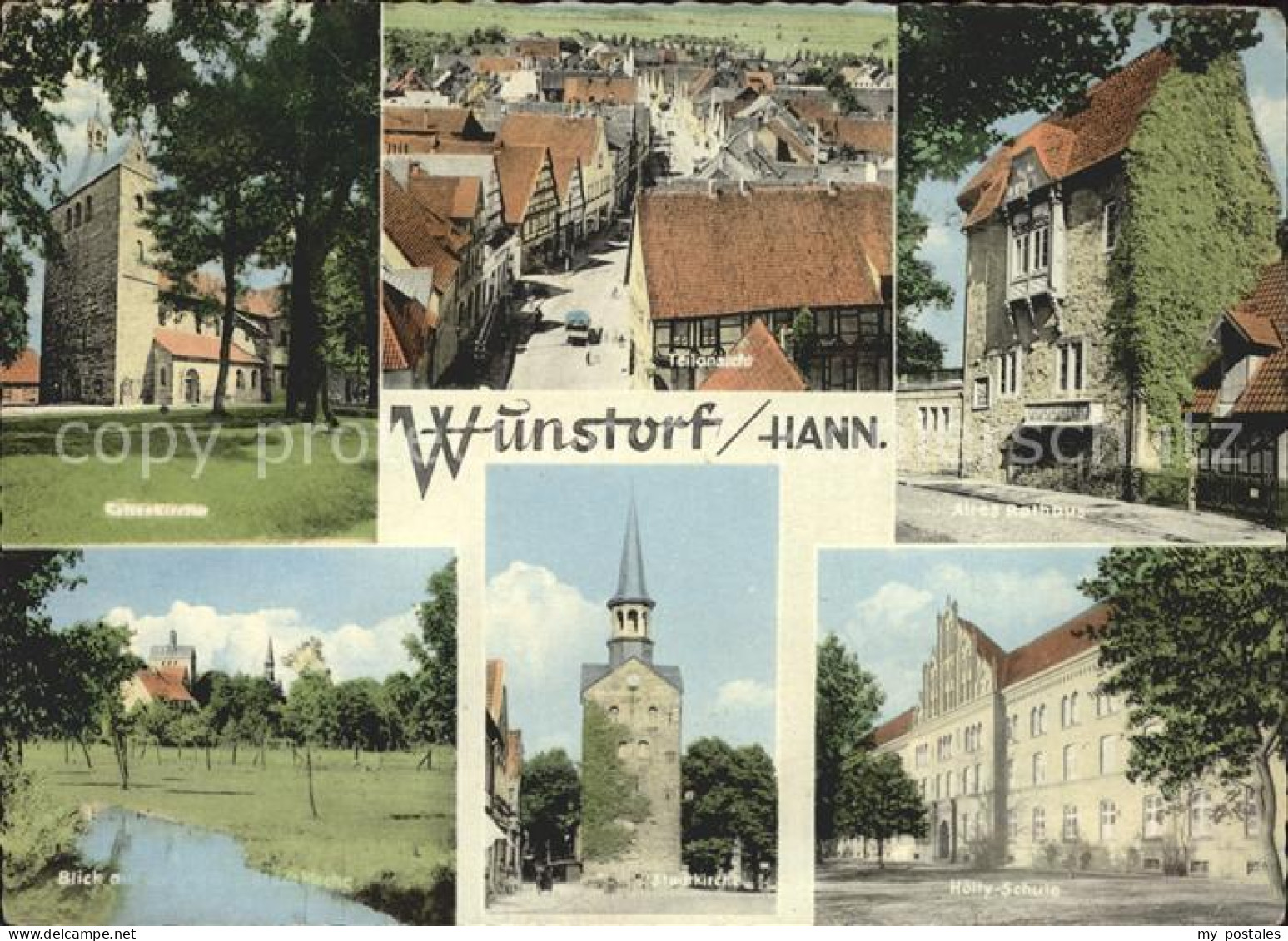 71618218 Wunstorf Kirchen Ortspartie Altes Rathaus Haetty Schule Wunstorf