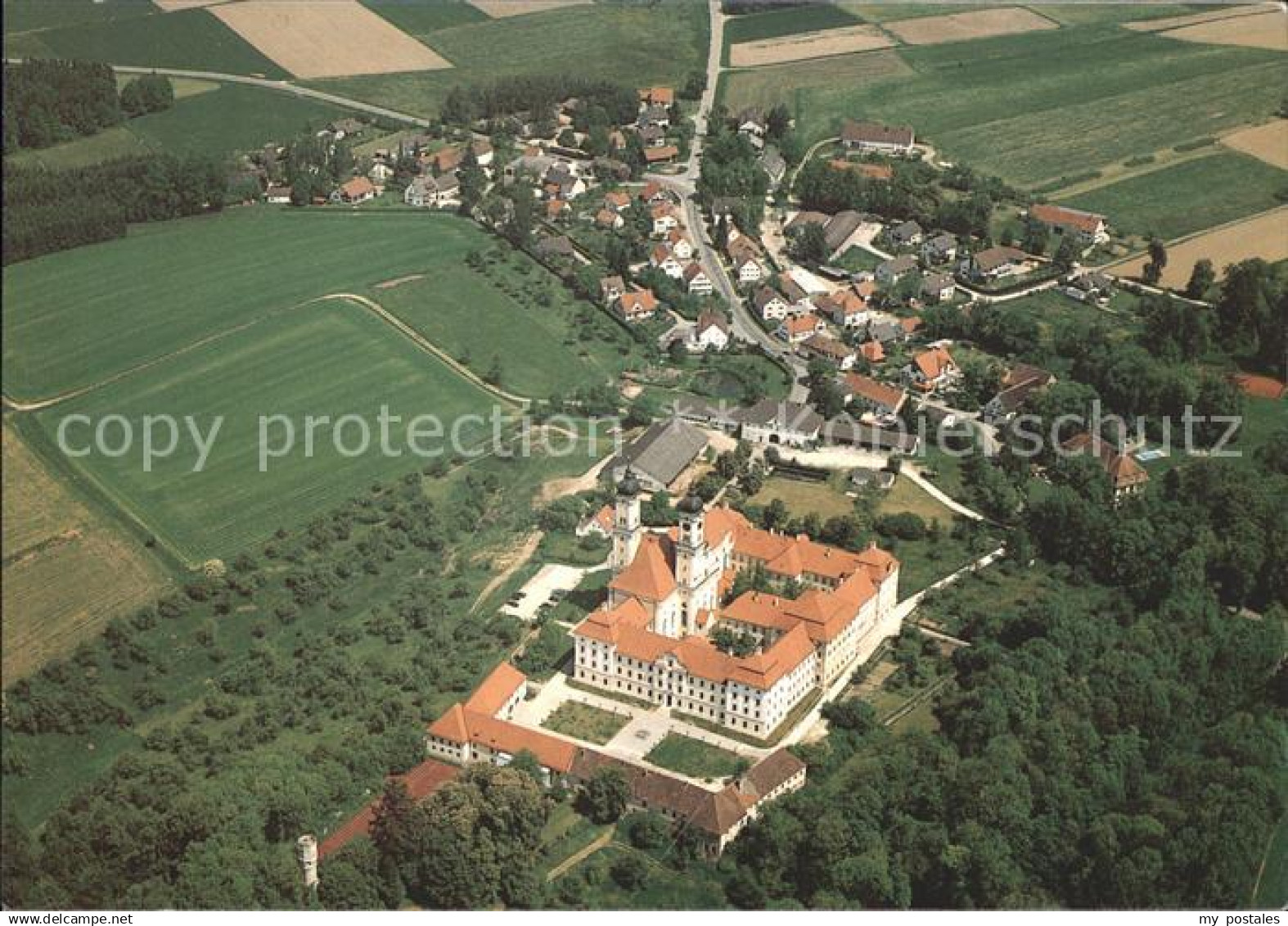 71811162 Roggenburg Schwaben Fliegeraufnahme Kloster Westansicht