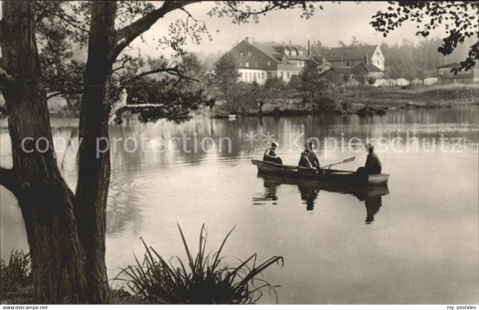 71948941 Weinboehla FDGB Erholungsheim Heidehof mit Hausteich Bootspartie