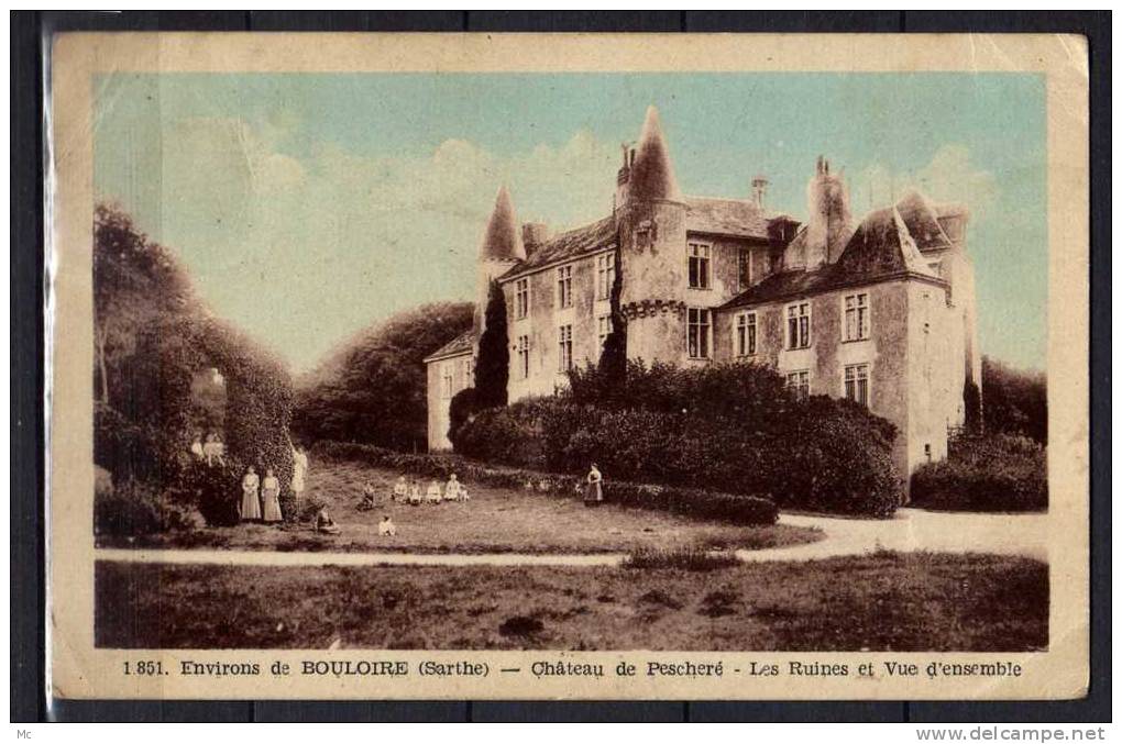 72 - Environs de Bouloire (sarthe) - Chateau de Pescheré - Les Ruines et Vue d'Ensemble - Colorisée