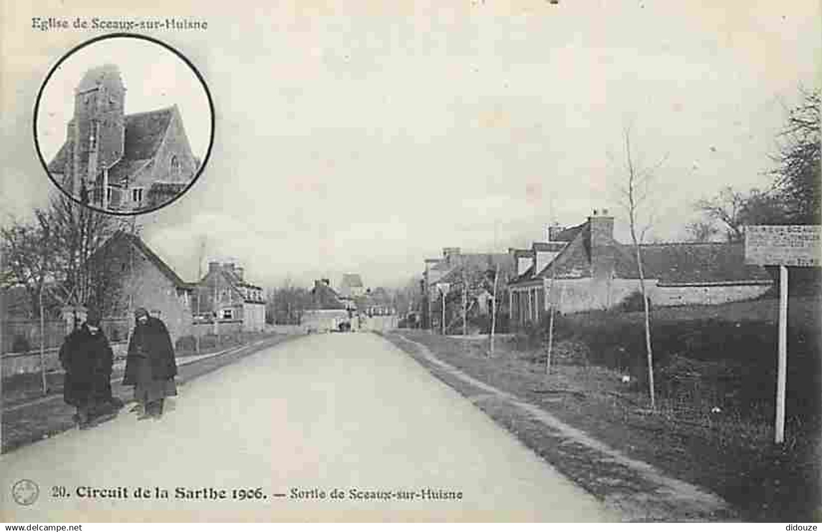 72 - Sceaux sur Huisne - Circuit de la Sarthe 1906 - Sortie de Sceaux sur Huisne - Animée - CPA - Voir Scans Recto-Verso