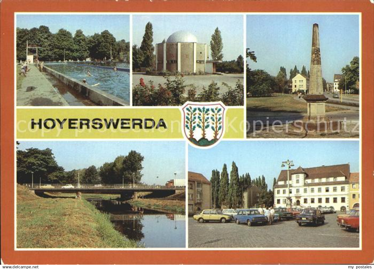 72123446 Hoyerswerda Planetarium Postsaeule Schwimmbad