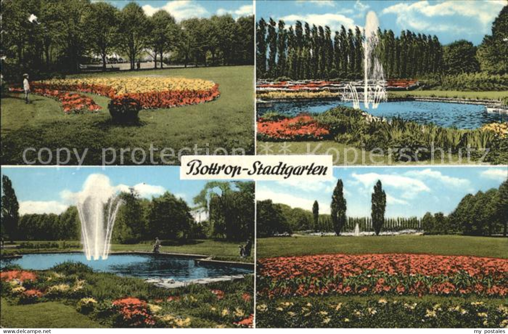 72210622 Bottrop Stadtgarten Motive Springbrunnen Blumenrabatten Bottrop