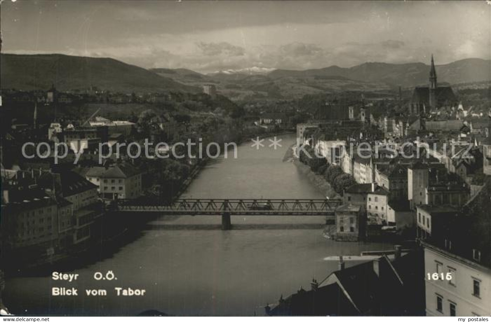 72346551 Steyr Enns Oberoesterreich Blick vom Tabor auf Brueckenpartie Steyr