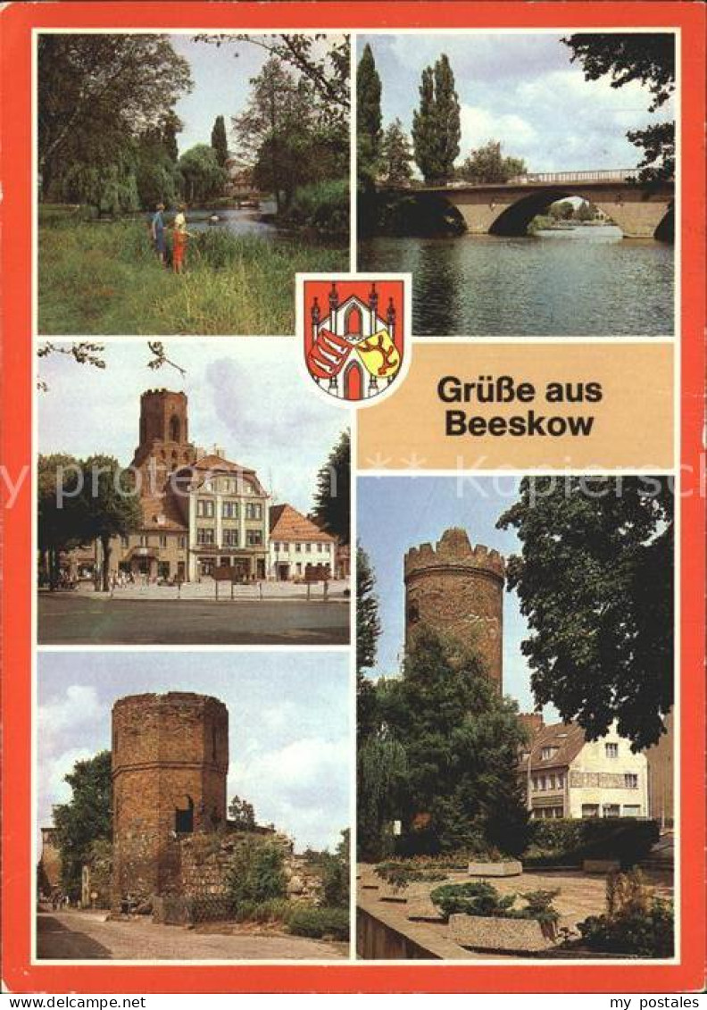 72353759 Beeskow Kleine Spree Bruecke Markt Pulverturm Stadtmauer Luckauer Tor B