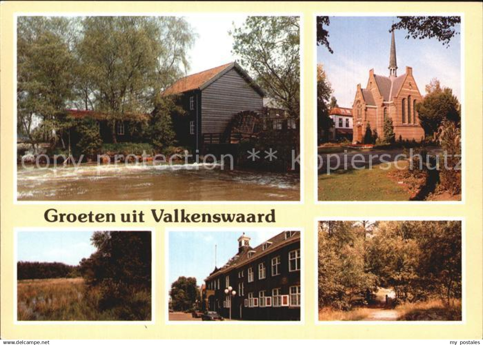 72421829 Valkenswaard Teilansichten Muehle Wasserrad Kirche Landschaft Waldparti