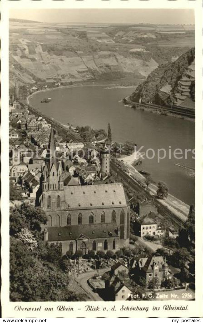 72433055 Oberwesel Rhein Blick von der Schoenburg Oberwesel