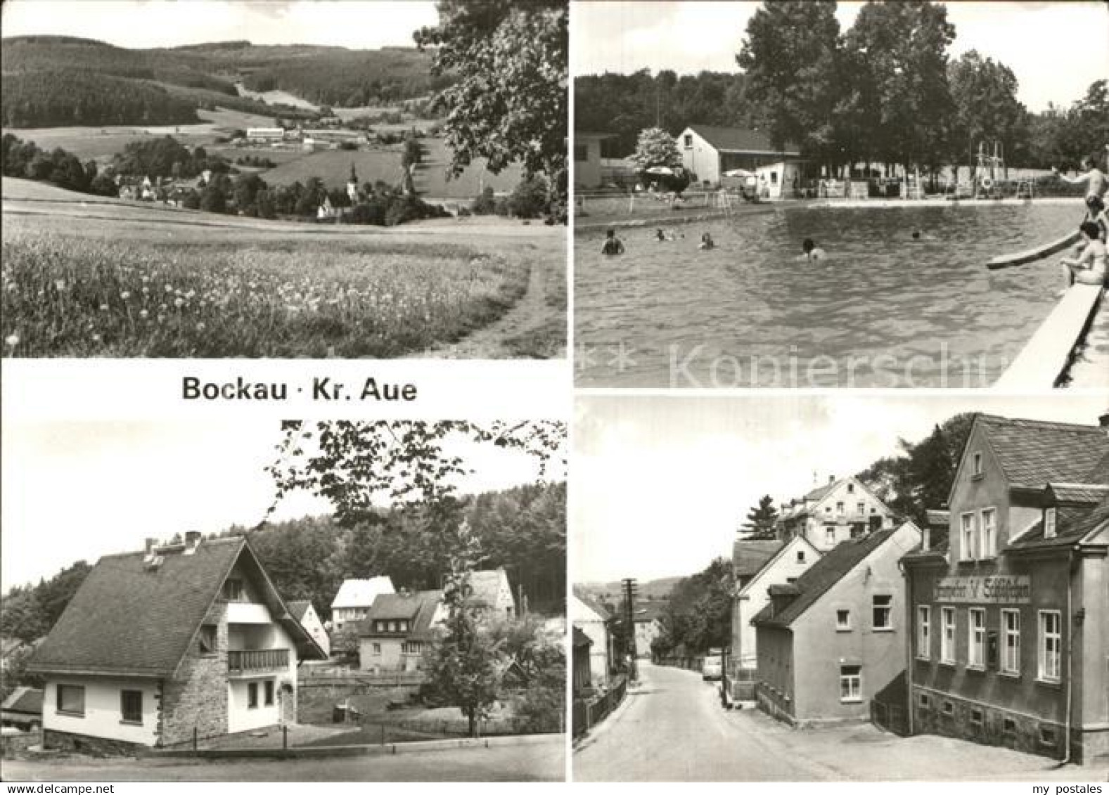 72445926 Bockau Erzgebirgskreis Panorama Schwimmbad Dorfpartie