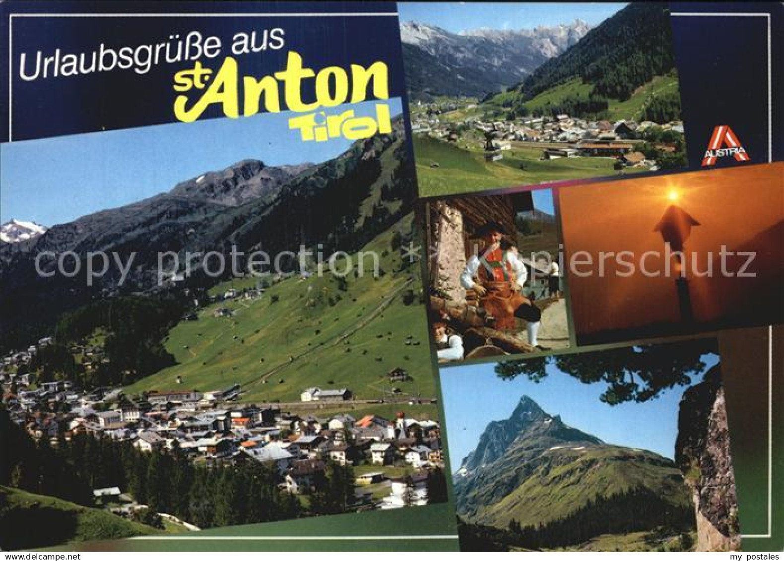 72450801 St Anton Arlberg Panorama Trachten Wegekreuz Gipfelblick St. Anton am A