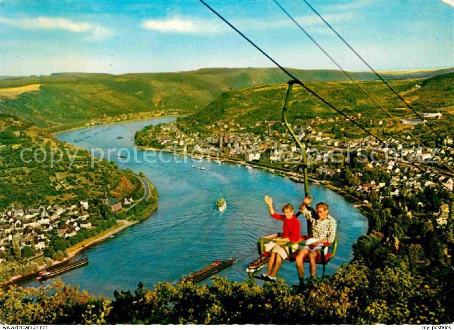 72627523 Boppard Rhein Sesselbahn Panorama Rheintal Boppard