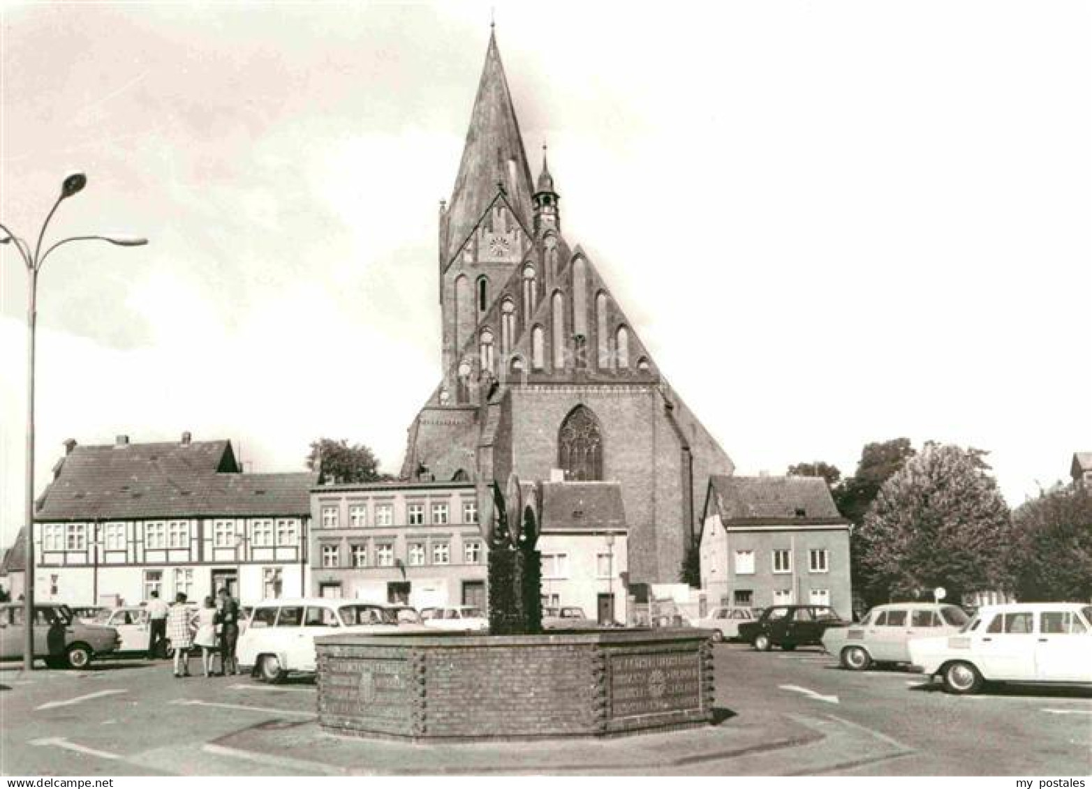 72635956 Barth Marktplatz Brunnen St Marien Kirche Barth