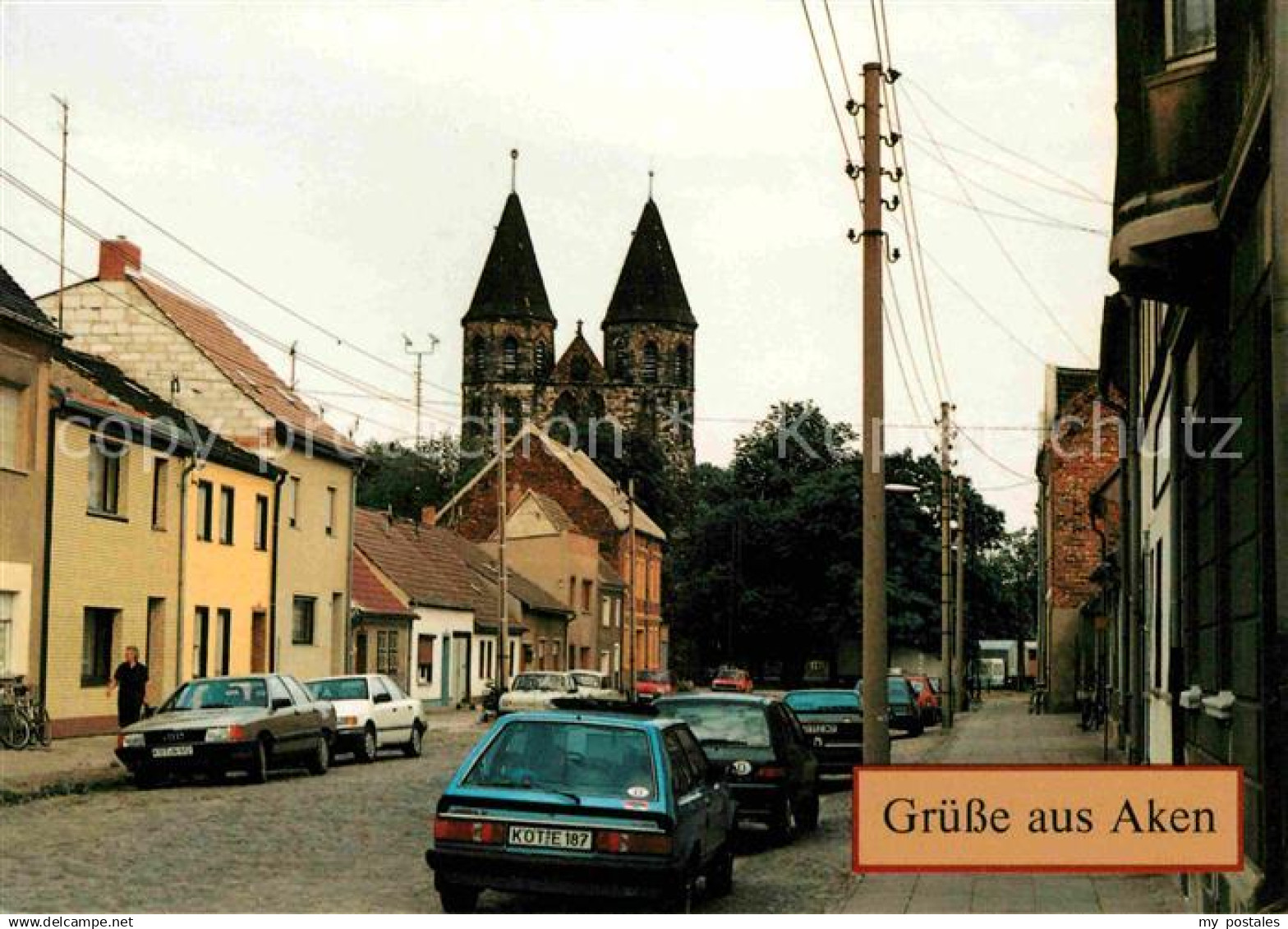 72640443 Aken Elbe Meisterstrasse und Nikolaikirche