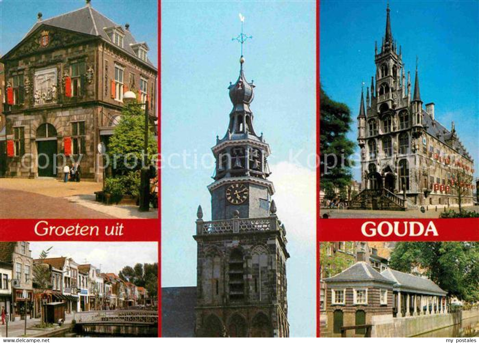 72682346 Gouda Altstadt Kanal Kirchturm Stadthaus Gouda