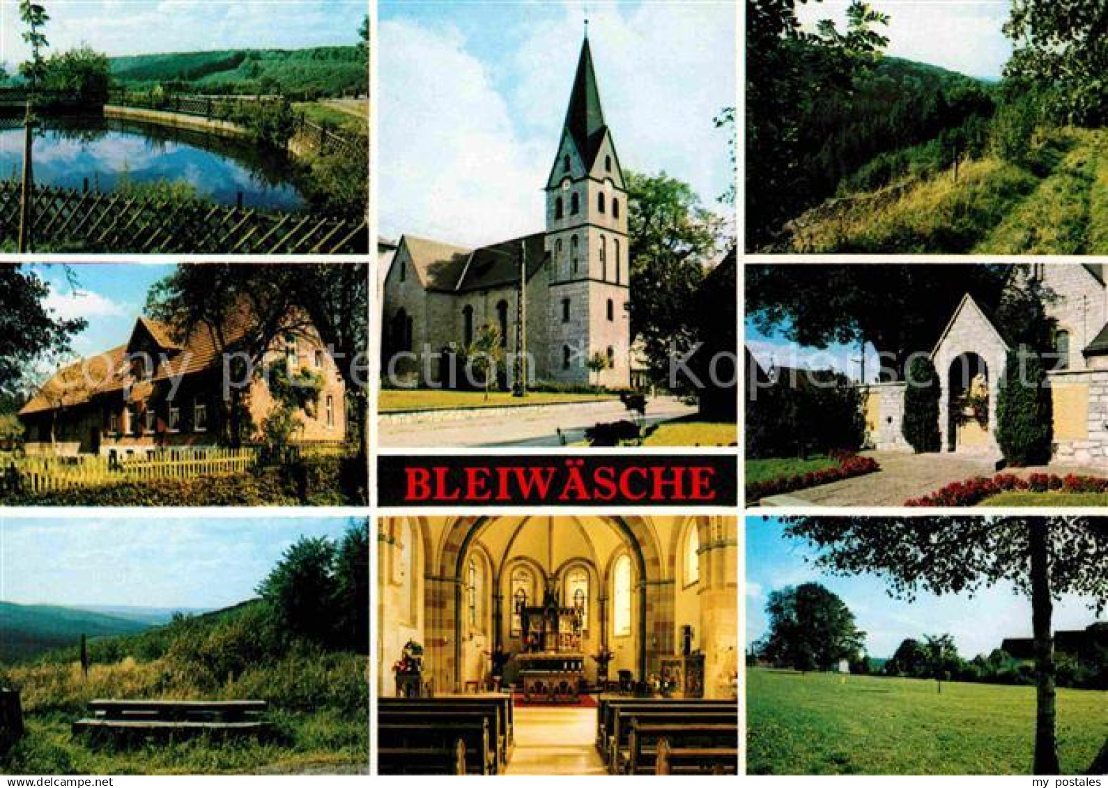 72696726 Bleiwaesche Landschaftspanorama Teich Kirche Hotel Pension Bad Wuennenb