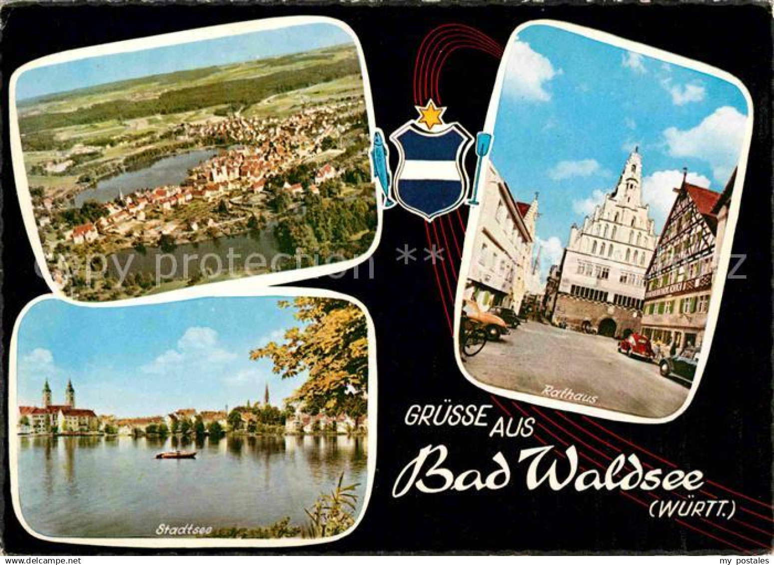 72707233 Bad Waldsee Fliegeraufnahme Stadtsee Rathaus Bad Waldsee