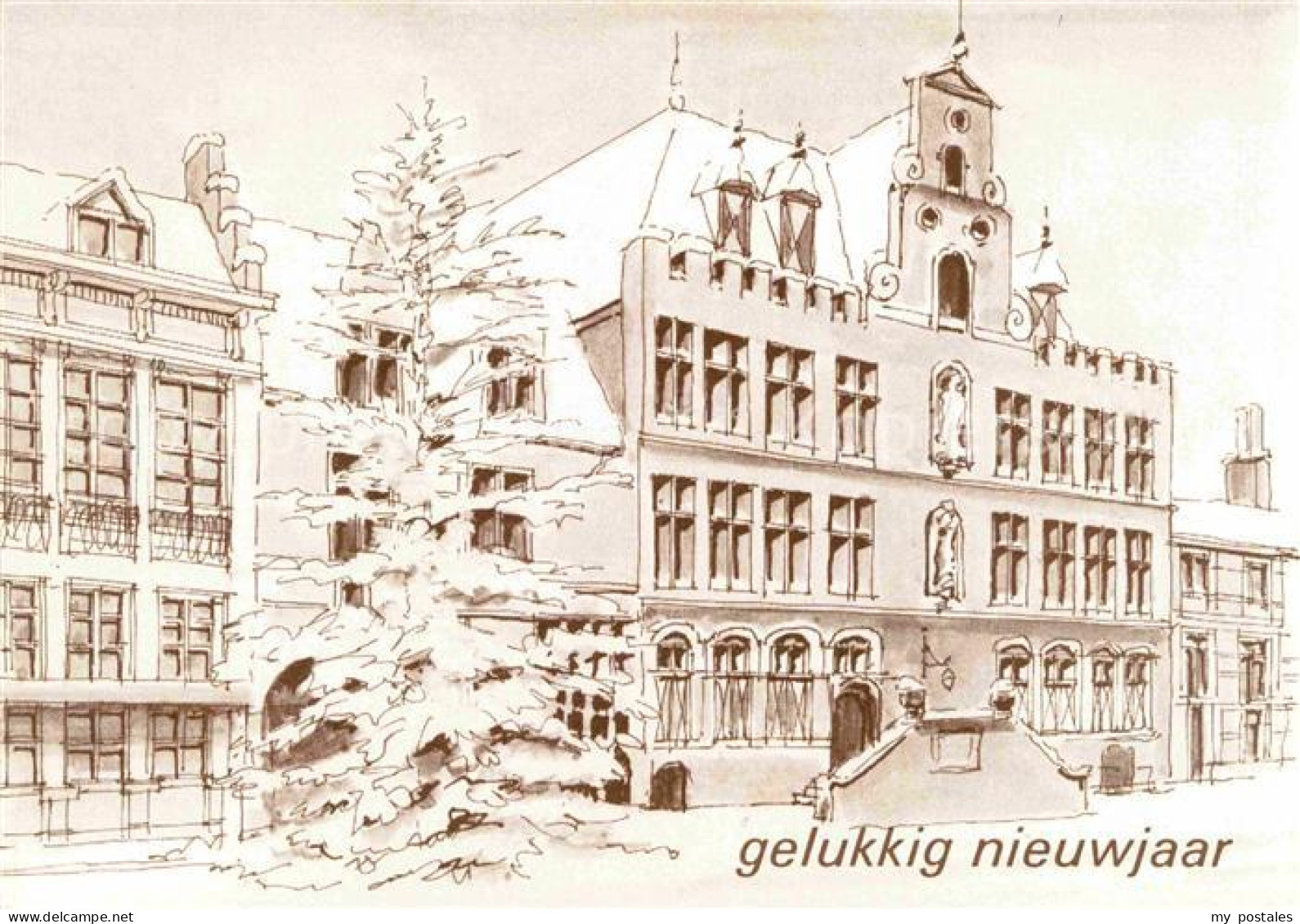 72712909 Bergen op Zoom Gelukkig nieuwjaar K?nstlerkarte Wintergezicht Bergen op