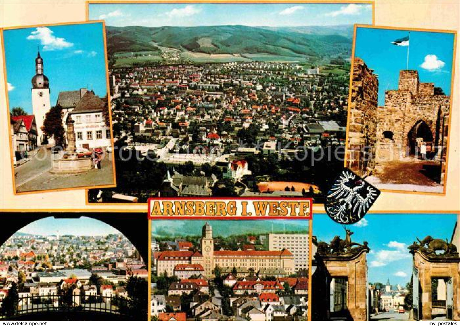 72772746 Arnsberg Westfalen Kirche Brunnen Panorama Schloss Tor Eingang Arnsberg