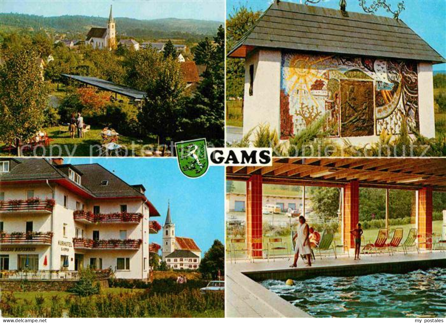 72773513 Gams Bad Ortsansicht mit Kirche Kurhotel Hallenbad Sommerfrische Heilqu