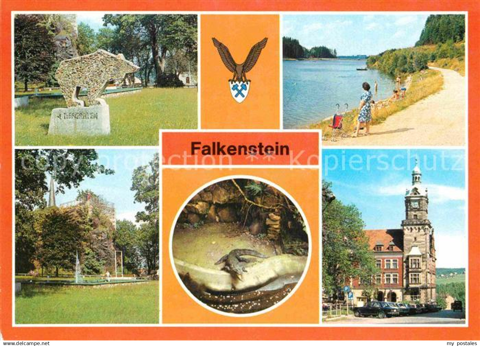 72913635 Falkenstein Vogtland Schlossfelsne Talsperre Tierpark Krokodil Rathaus