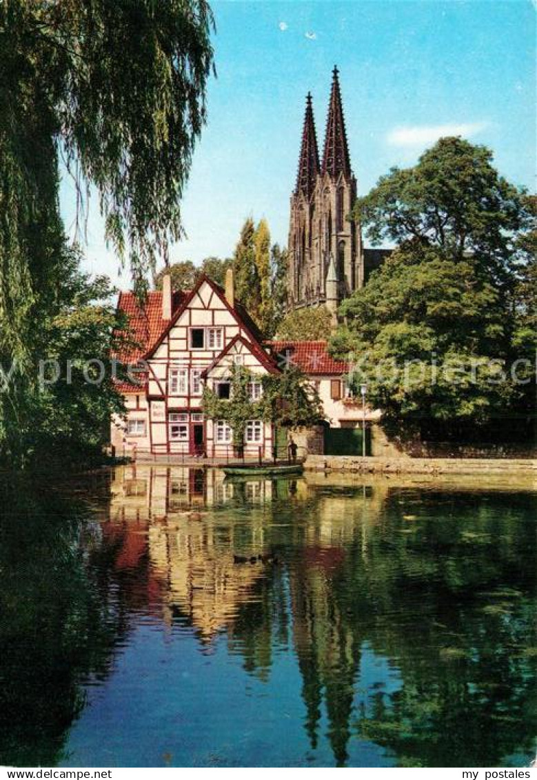 72930890 Soest Arnsberg Muehle am grossen Teich mit Wiesenkirche Soest