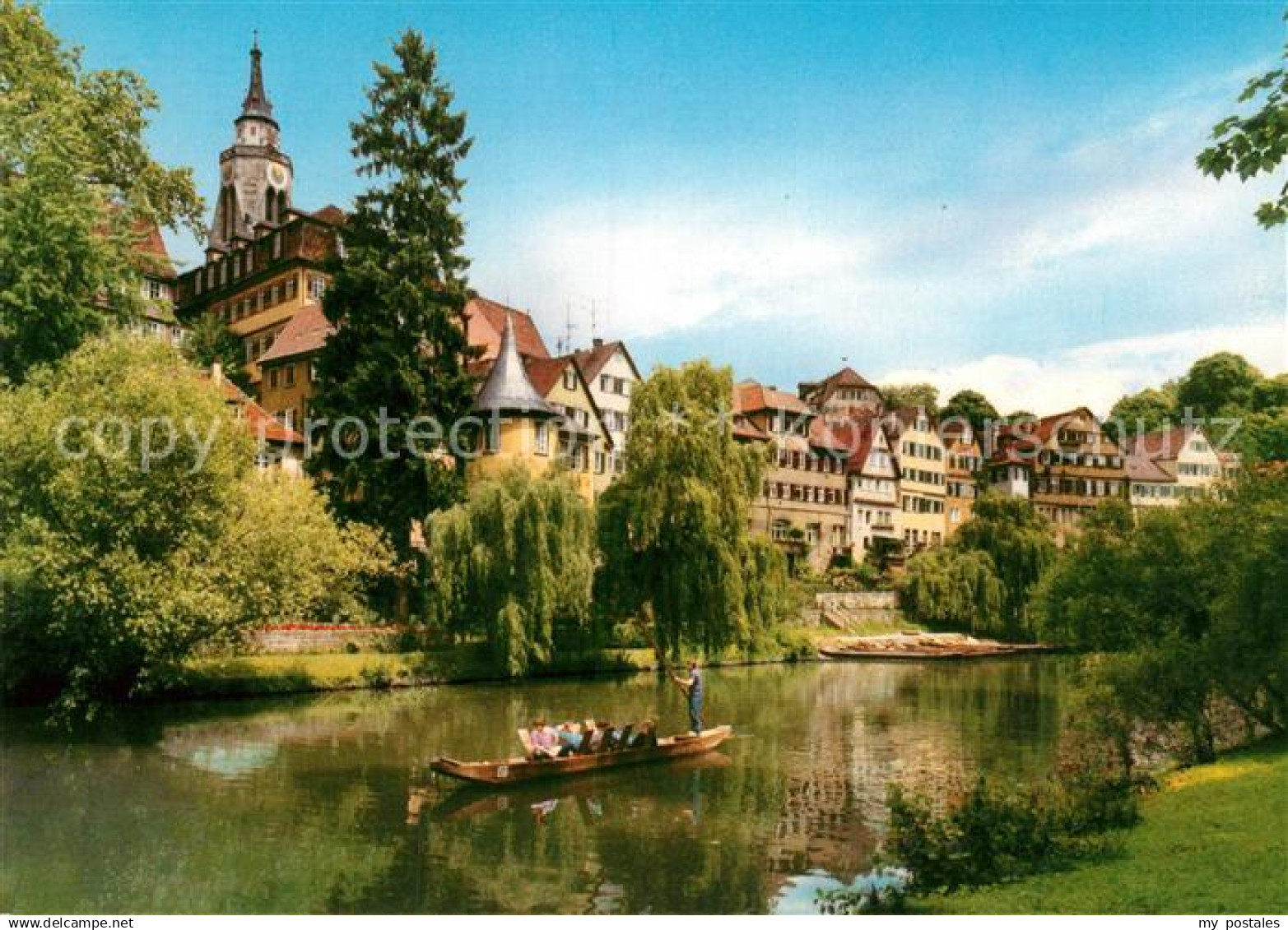 72932249 Tuebingen Neckar mit Hoelderlinturm Auls Stiftskirche Tuebingen