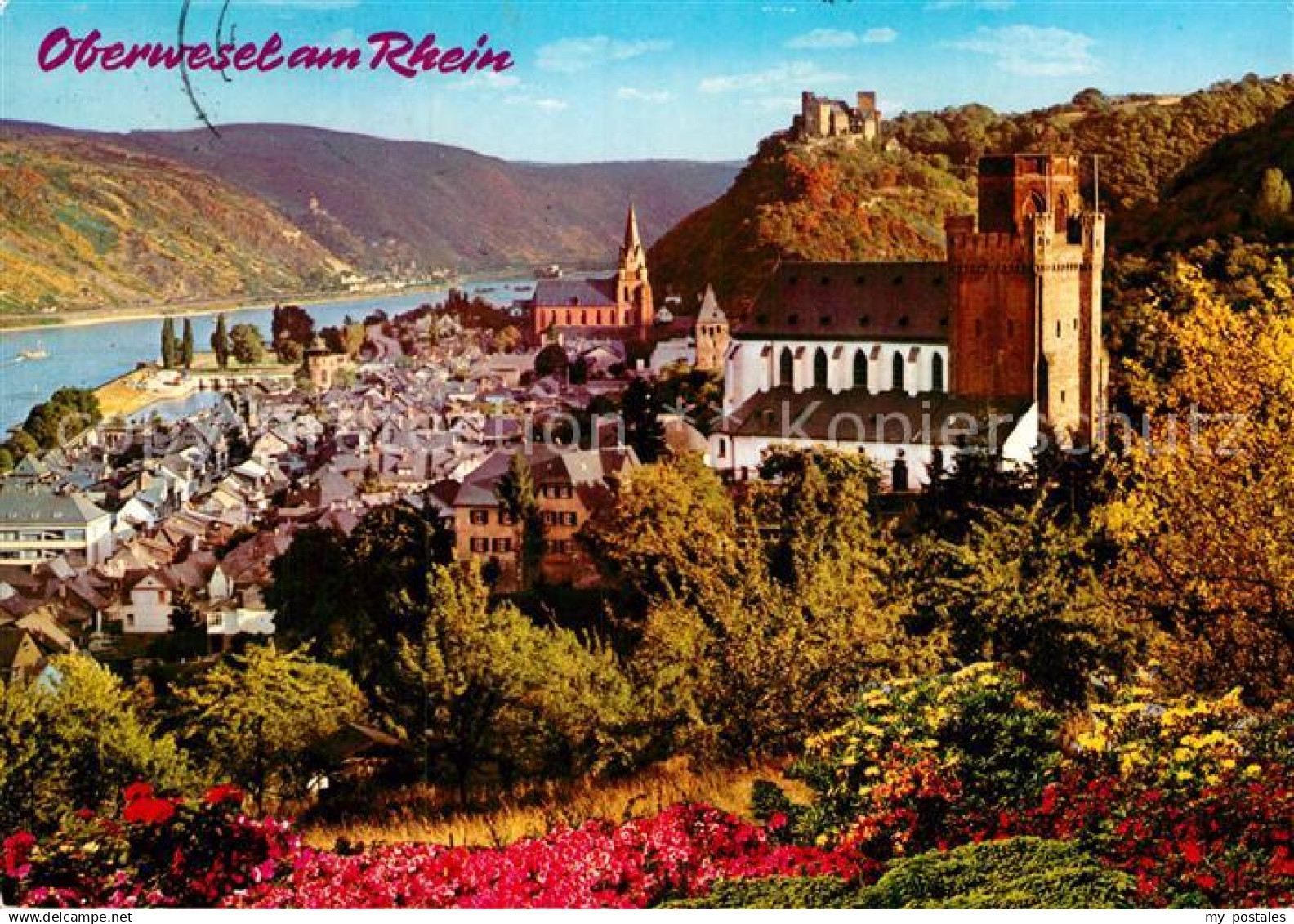 72932323 Oberwesel Rhein Panorama Schloss Kirche Oberwesel am Rhein