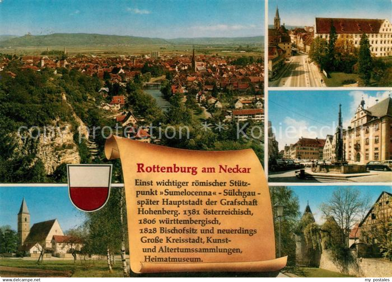 73079334 Rottenburg Neckar Panorama Brunnen Kirche Stadtmauer Rottenburg Neckar