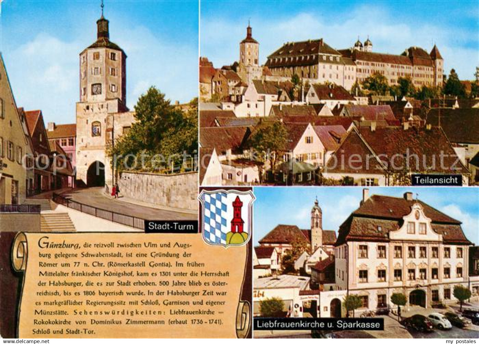 73082454 Guenzburg Stadtturm Schloss Liebfrauenkirche Sparkasse Guenzburg