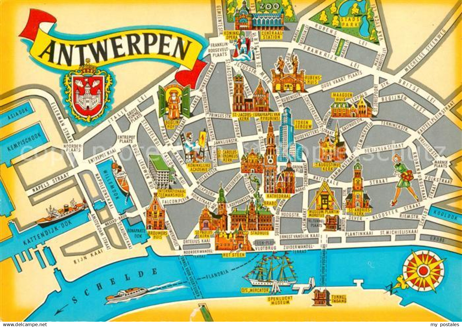 73097959 Antwerpen Anvers Stadtplan Illustration Antwerpen Anvers