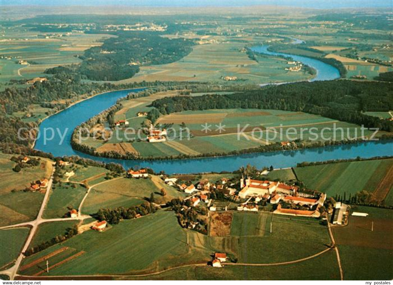 73107234 Au Inn Fliegeraufnahme Kloster Au