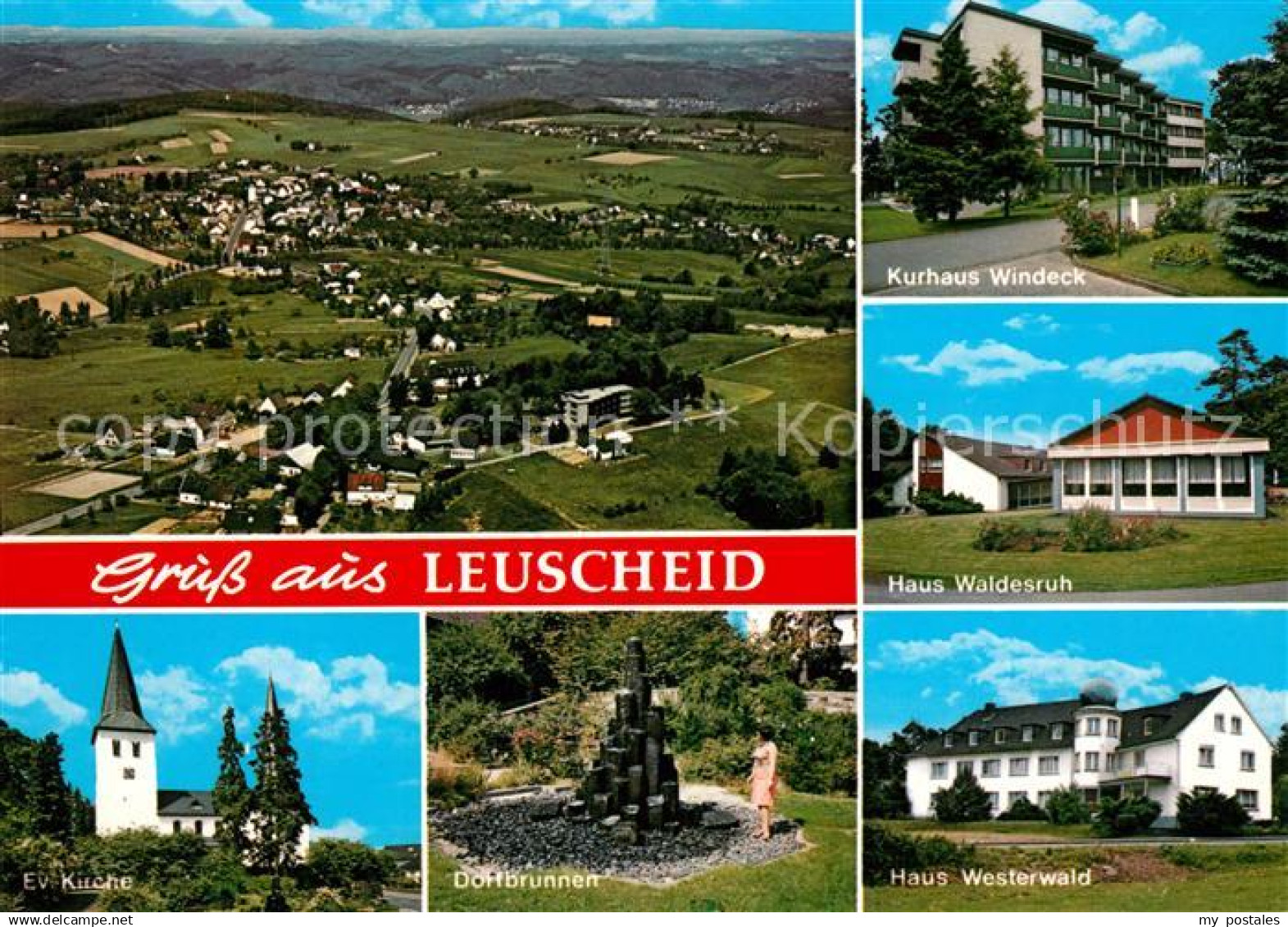 73119986 Leuscheid Panorama Haus Waldesruh Kurhaus Windeck Dorfbrunnen