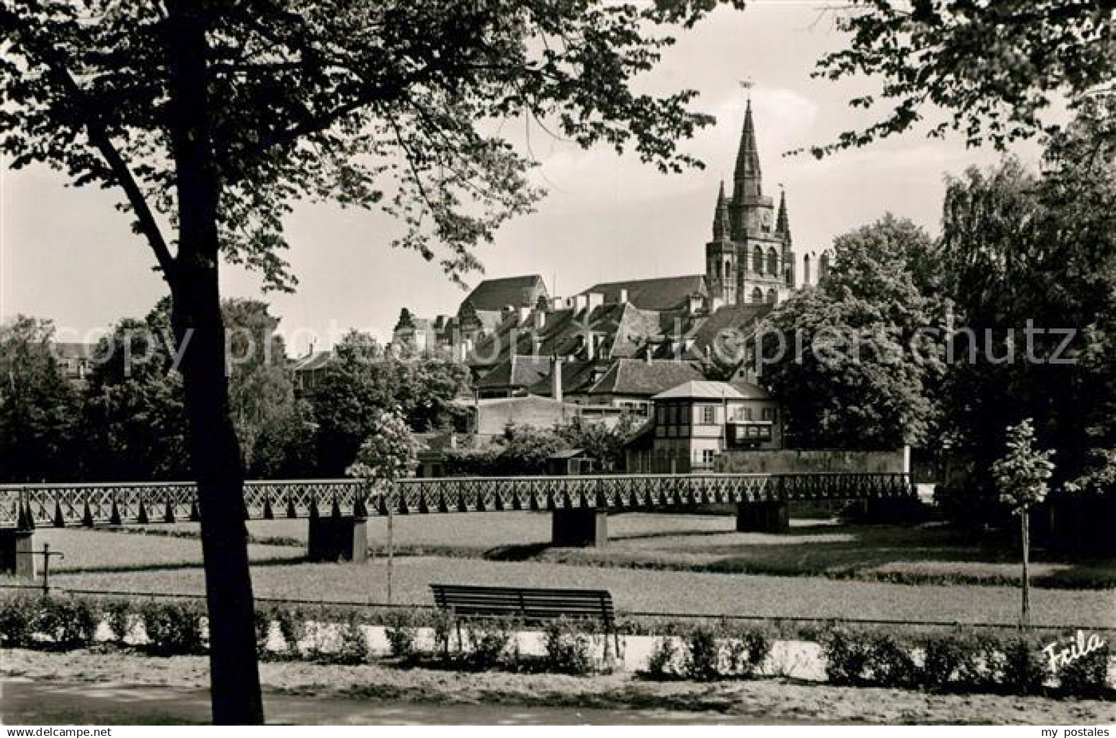 73137067 Ansbach Mittelfranken Blick zur Gumbertuskirche Bruecke Ansbach Mittelf