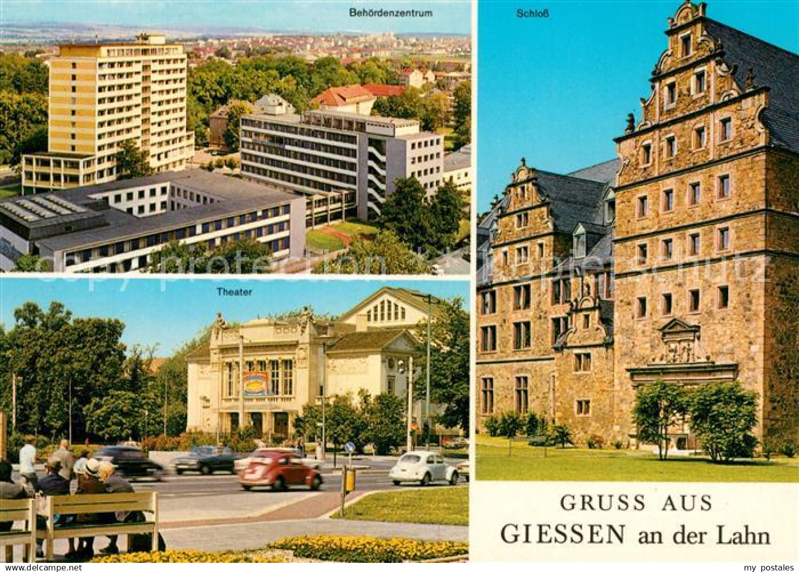 73158530 Giessen Lahn Fliegeraufnahme Theater Behoerdenzentrum Schloss Giessen