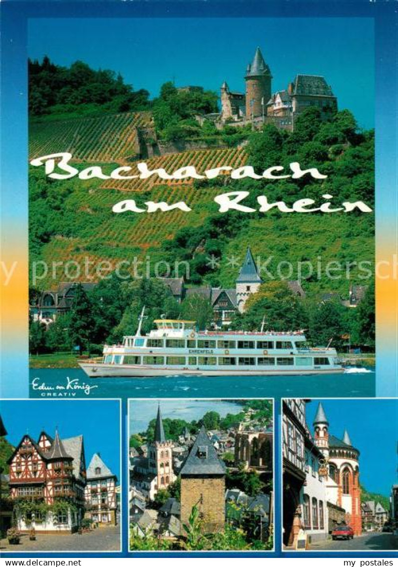 73168295 Bacharach Rhein Burg Faehrschiff Bacharach Rhein