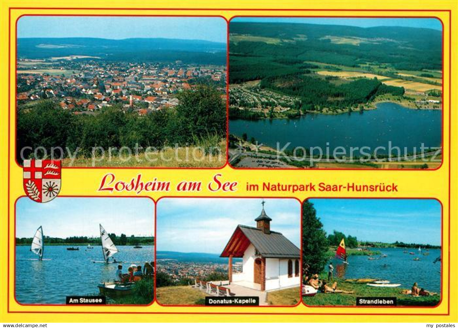 73179163 Losheim See Panorama Naturpark Mosel Saar Hunsrueck Stausee Strandleben