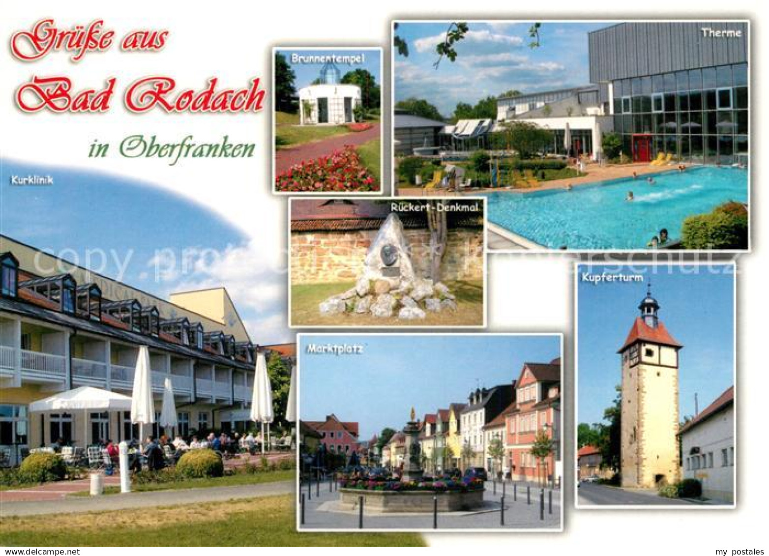 73181616 Bad Rodach Brunnentempel Therme Rueckert Denkmal Marktplatz Kupferturm