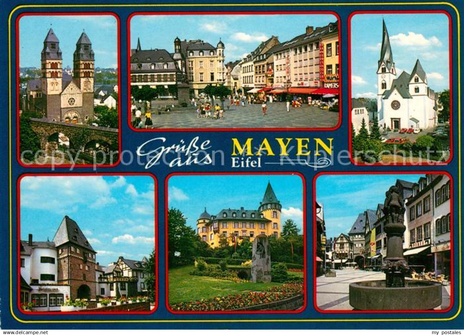 73181682 Mayen Marktplatz Dom Kirche Brunnen Genovevaburg Mayen