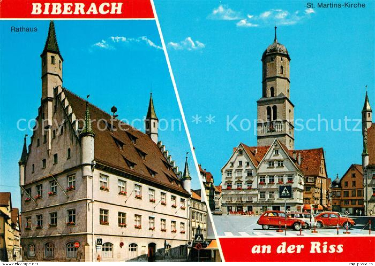 73190201 Biberach Riss Rathaus St. Martins Kirche Biberach Riss