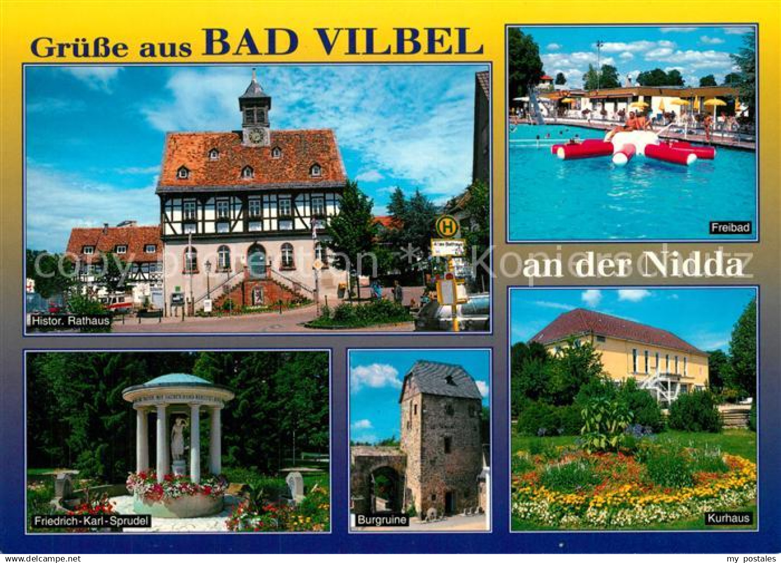 73207967 Bad Vilbel Rathaus Freibad Friedrich Karl Sprudel Burgruine Kurhaus Bad