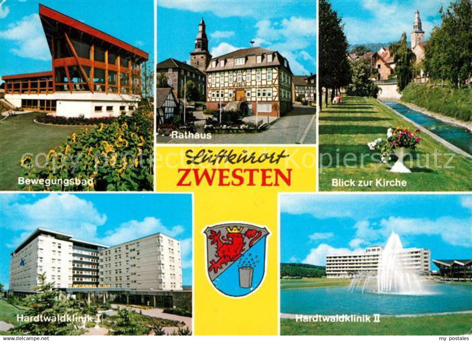 73230528 Zwesten Bad Bewegungsbad Hardtwaldklinik Wasserspiele Rathaus Blick zur