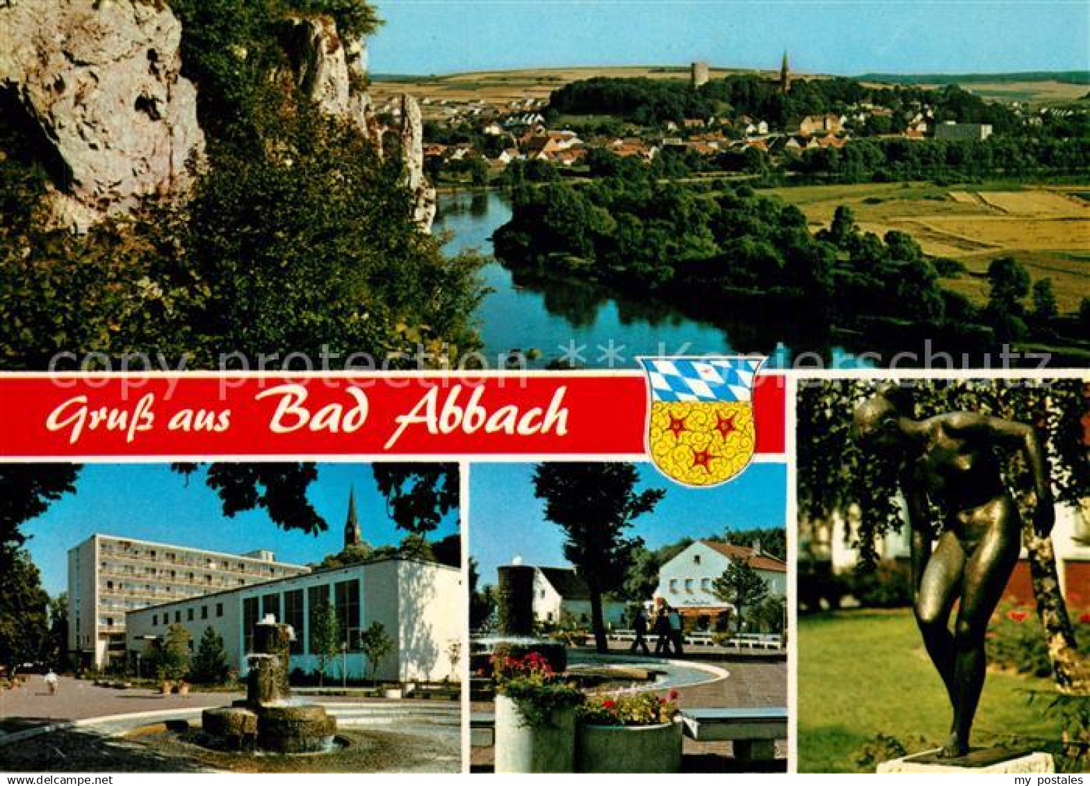 73232557 Bad Abbach Panorama Stadtansicht Statue Brunnen Kurpark Bad Abbach