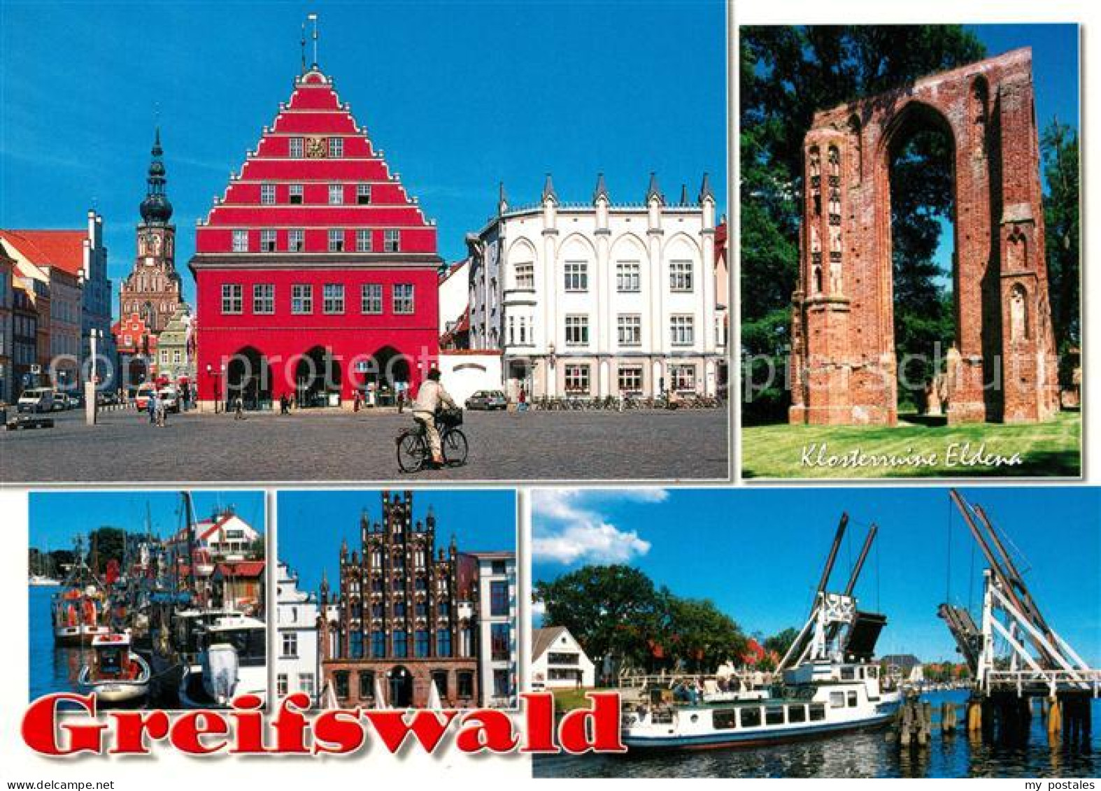 73270437 Greifswald Rathaus Dom St Nikolai Klosterrruine Eldena Hafen Giebelhaus