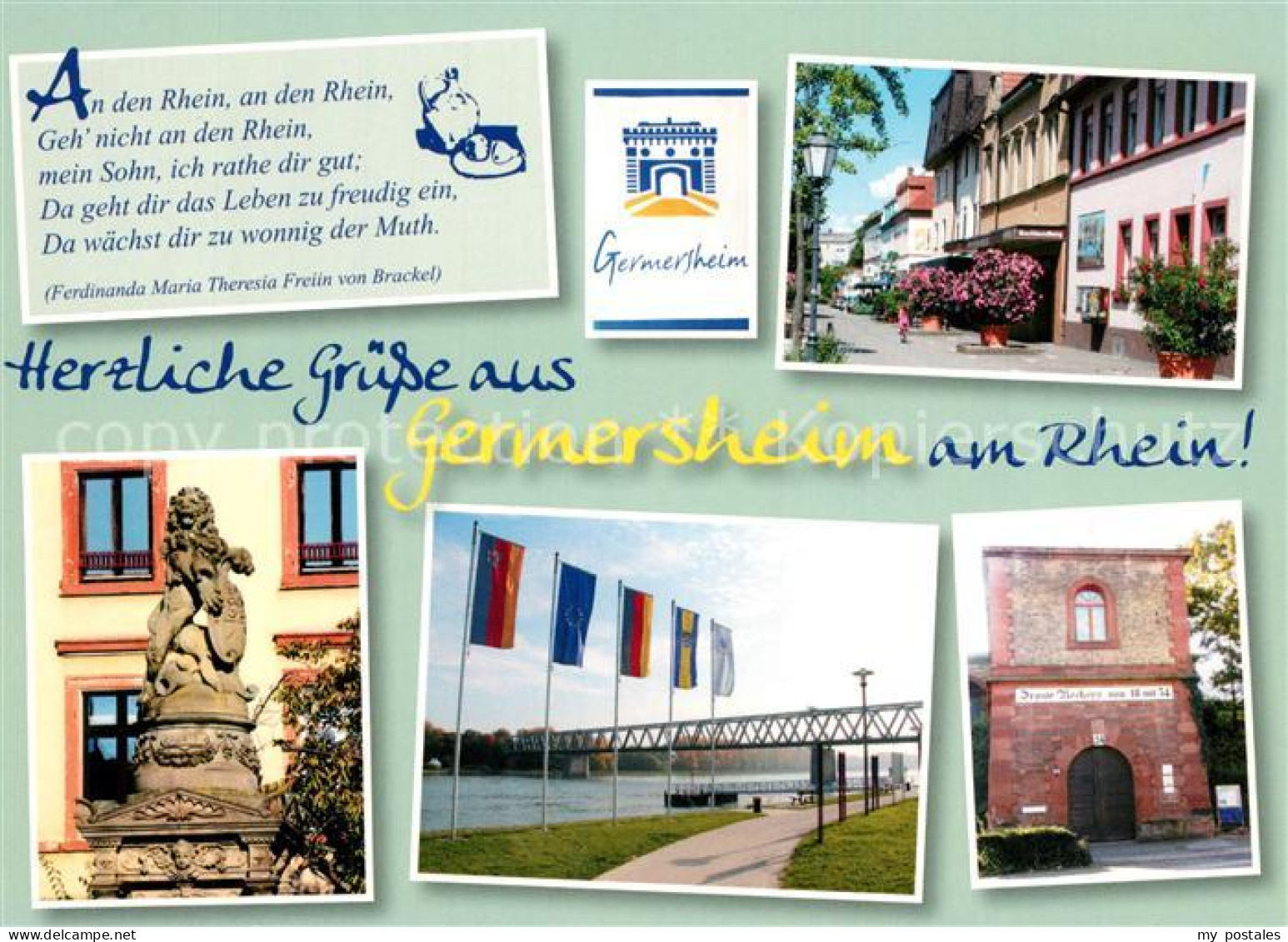 73271142 Germersheim Strassenpartie Brunnen Rheinpartie Turm Germersheim