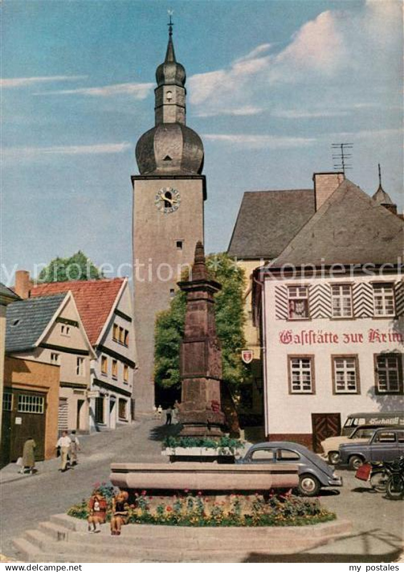 73310120 Arnsberg Westfalen Partie am Glockenturm Brunnen Gaststaette Arnsberg W