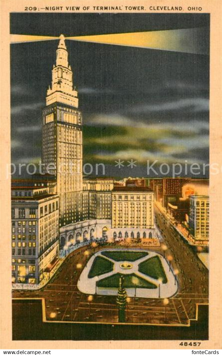 73316437 Cleveland Ohio Terminal Tower Nachtaufnahme Cleveland Ohio