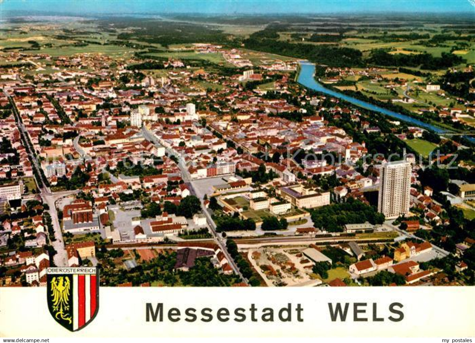 73518377 Wels Messestadt Fliegeraufnahme Wels